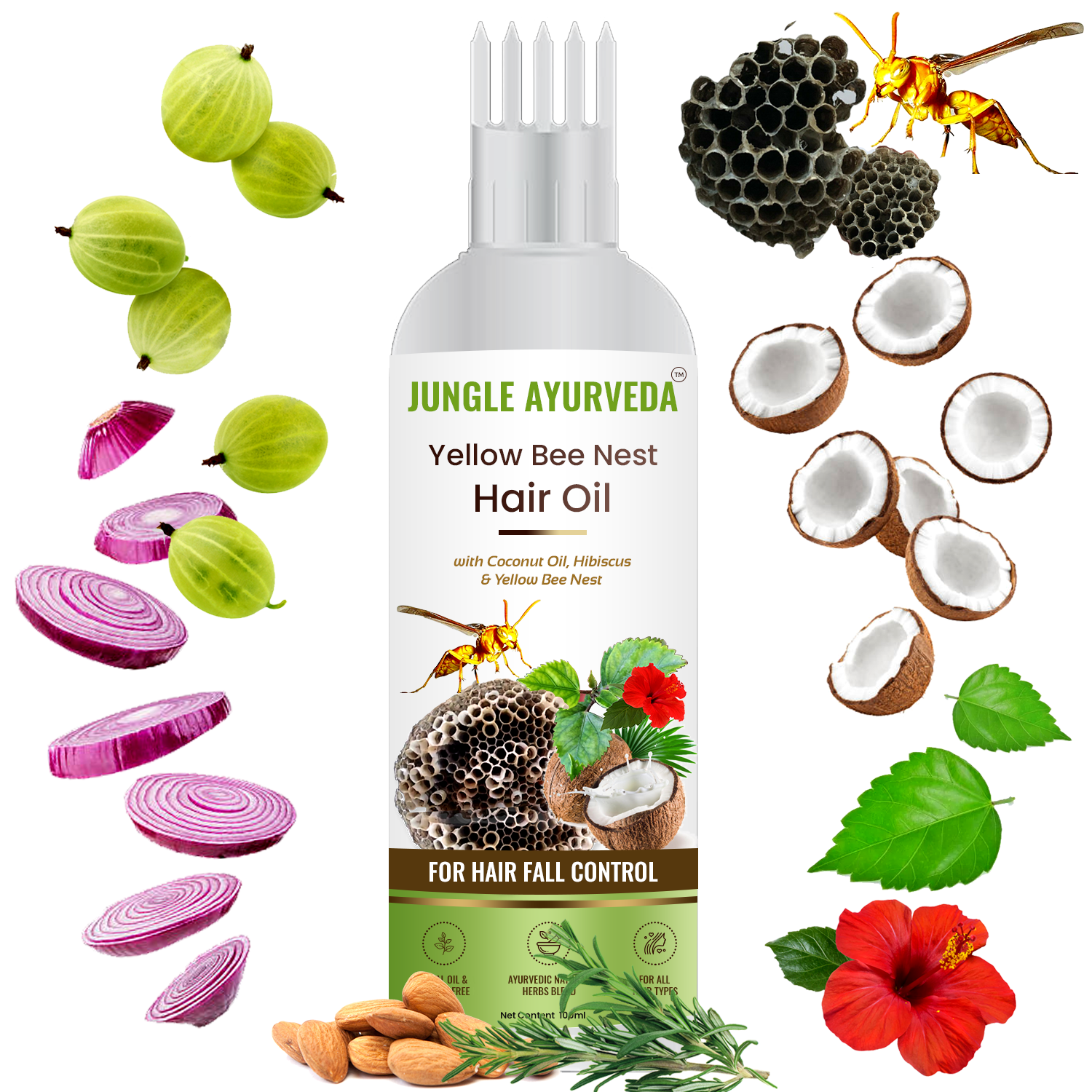 Yellow Bee Nest  Hair Oil for Hair Growth and Hair Fall Control - With Tataiya chatta Oil
