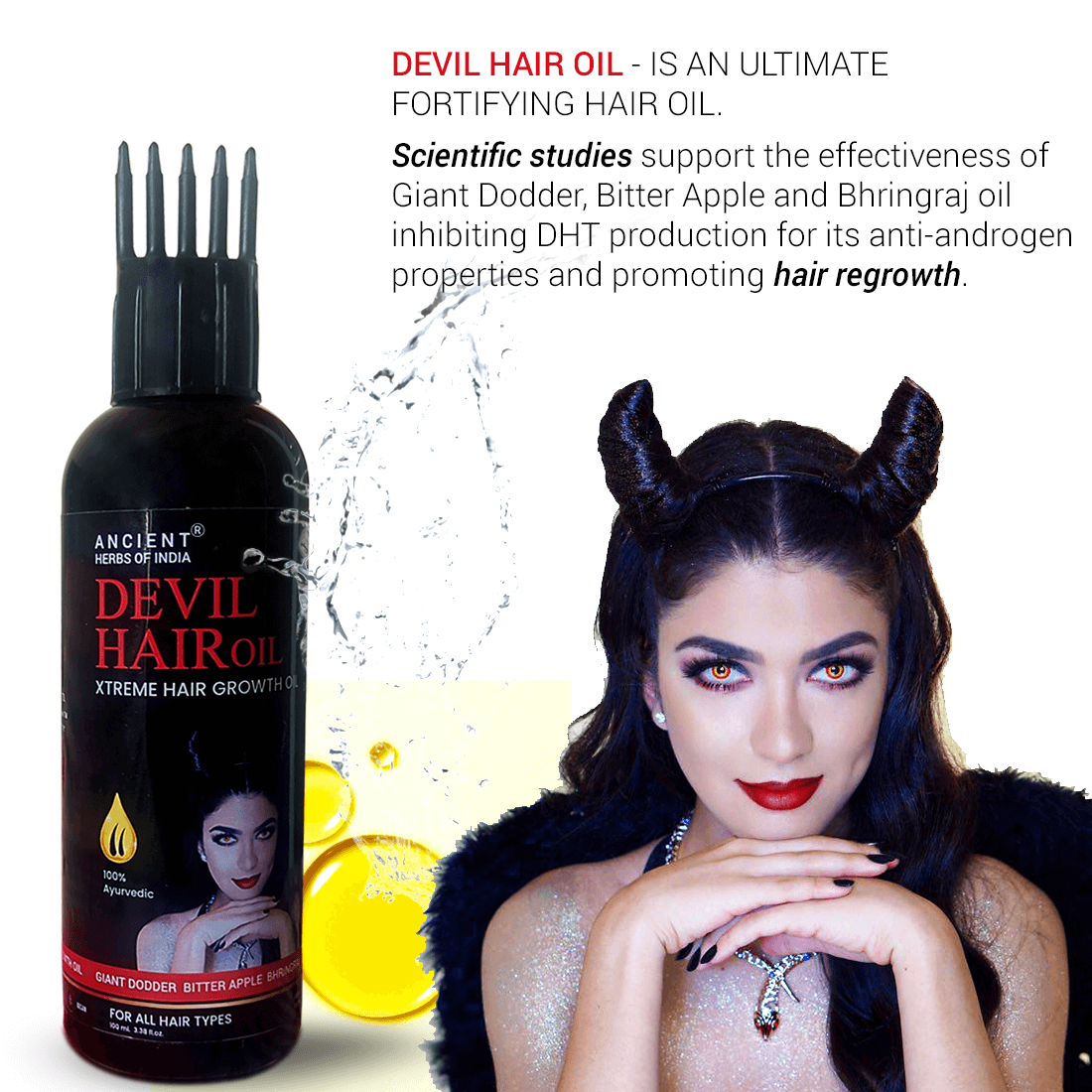 Devil Ayurvedic Hair Oil For Hair Fall Control and Hair Growth with Giant Dodder, Bitter Apple & Bhringraj oil
