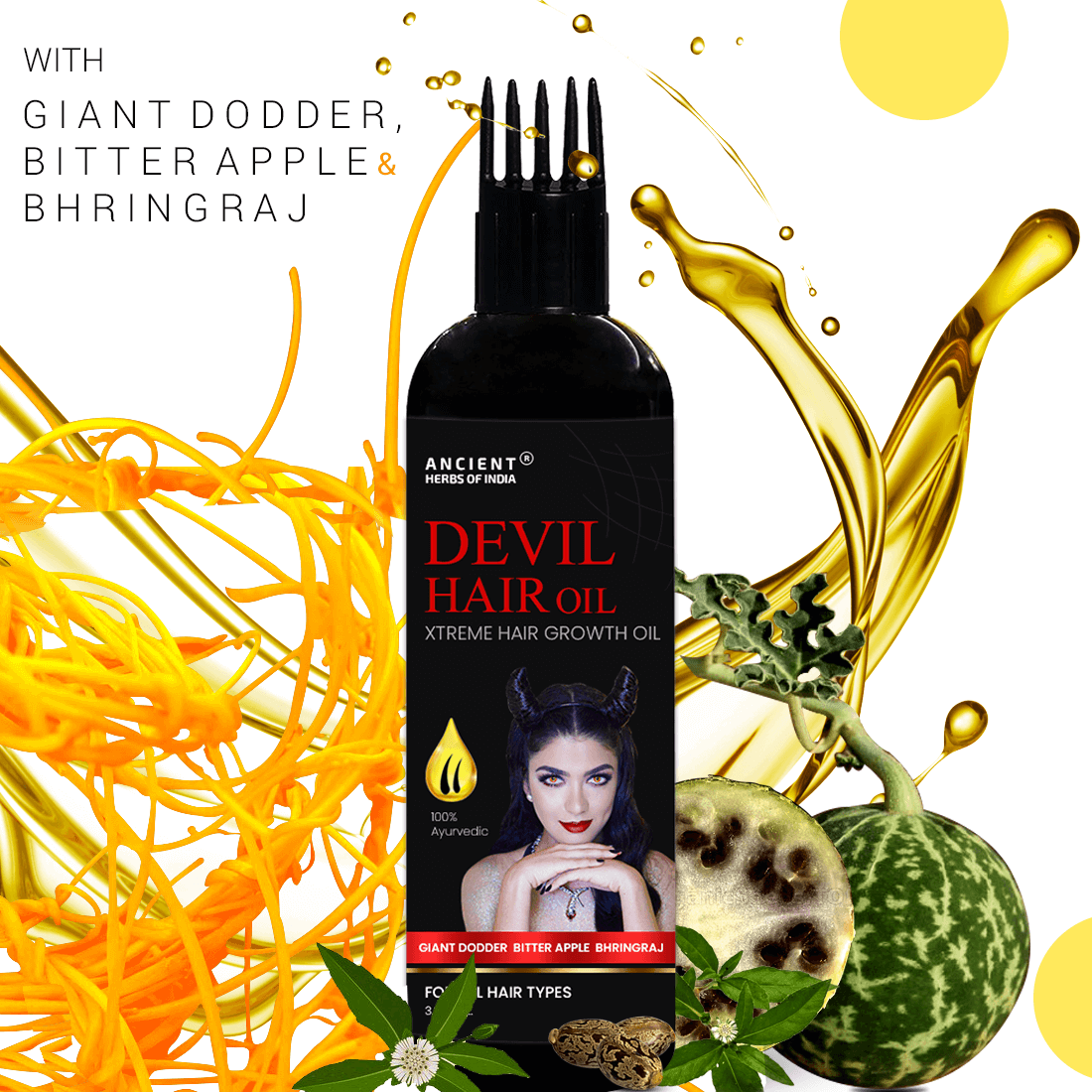 Devil Ayurvedic Hair Oil For Hair Fall Control and Hair Growth with Giant Dodder, Bitter Apple & Bhringraj oil