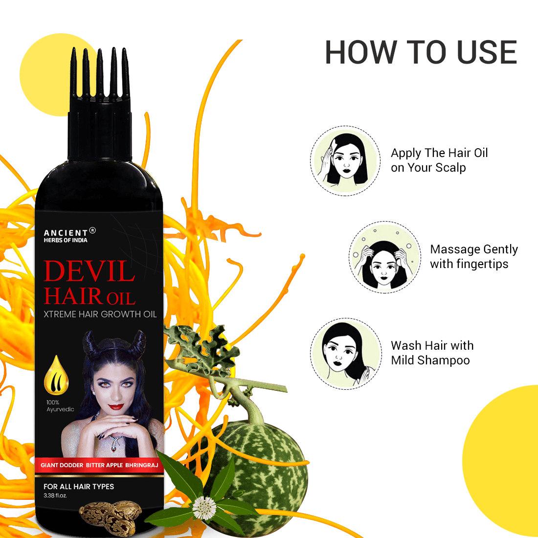 Devil Ayurvedic Hair Oil For Hair Fall Control and Hair Growth with Giant Dodder, Bitter Apple & Bhringraj oil