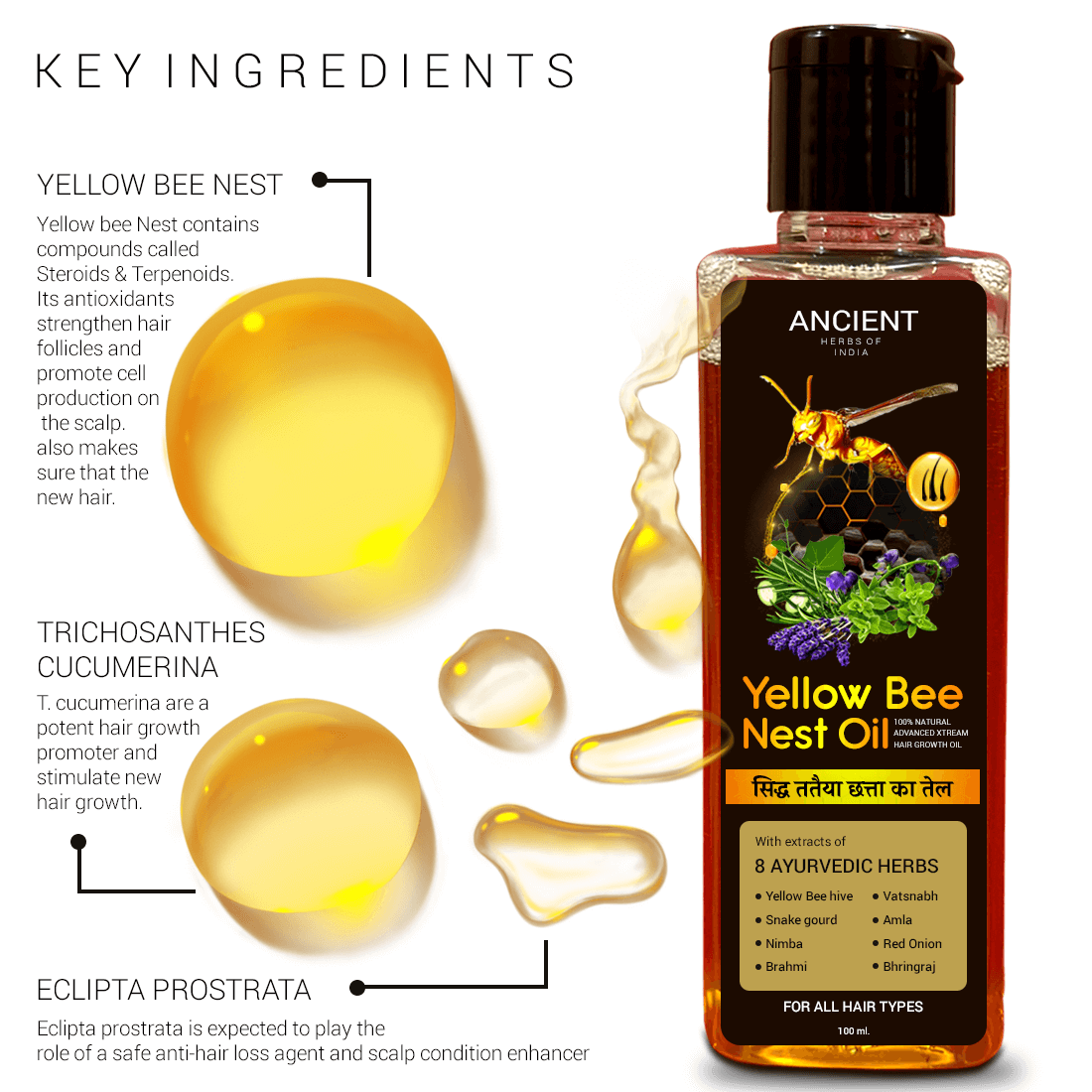 Yeloow Bee Nest Adivasi hair oil original, Adivasi herbal hair oil for hair growth, Hair Fall Control, For women and men